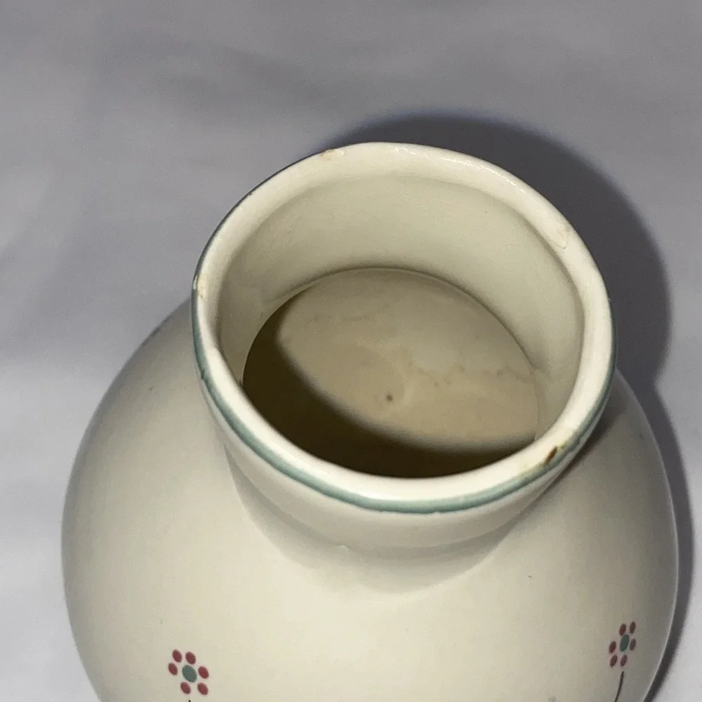 Petite Bud Vase, Small Floral Detail on‎ Each Side, blue Band 1980s